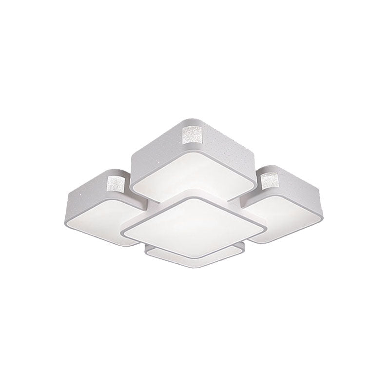 Contemporary Square Ceiling Mounted LED Pendant Light - 24"/37" Wide - Acrylic - White Flush Mount