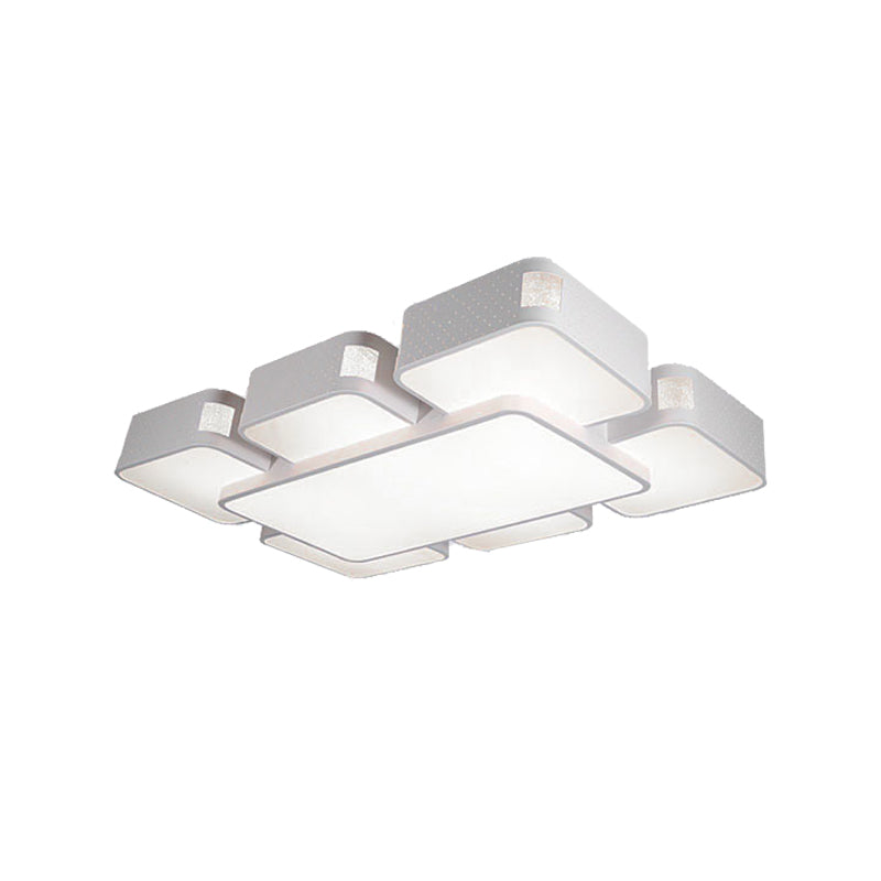 Contemporary Square Ceiling Mounted LED Pendant Light - 24"/37" Wide - Acrylic - White Flush Mount