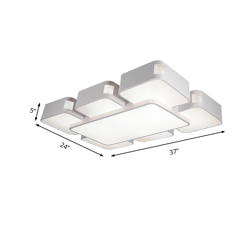 Contemporary Square Ceiling Mounted LED Pendant Light - 24"/37" Wide - Acrylic - White Flush Mount