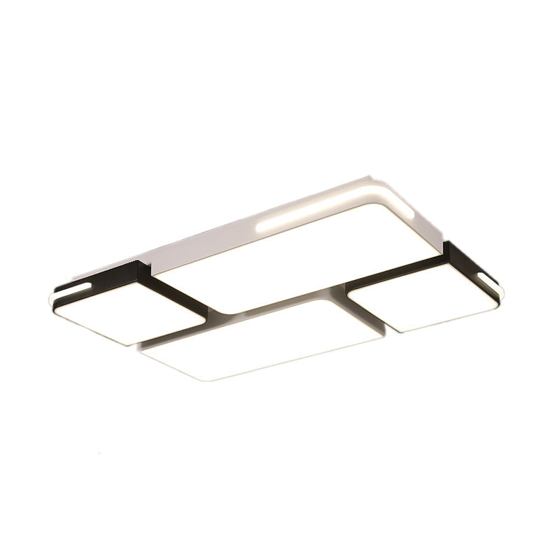 Contemporary Square/Rectangle Acrylic Flush Pendant Light - LED White Flush Mount Lighting (21.5"/37.5" Width) - White/Warm Lighting