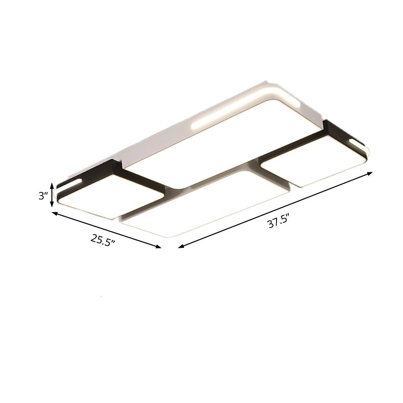 Contemporary Square/Rectangle Acrylic Flush Pendant Light - LED White Flush Mount Lighting (21.5"/37.5" Width) - White/Warm Lighting