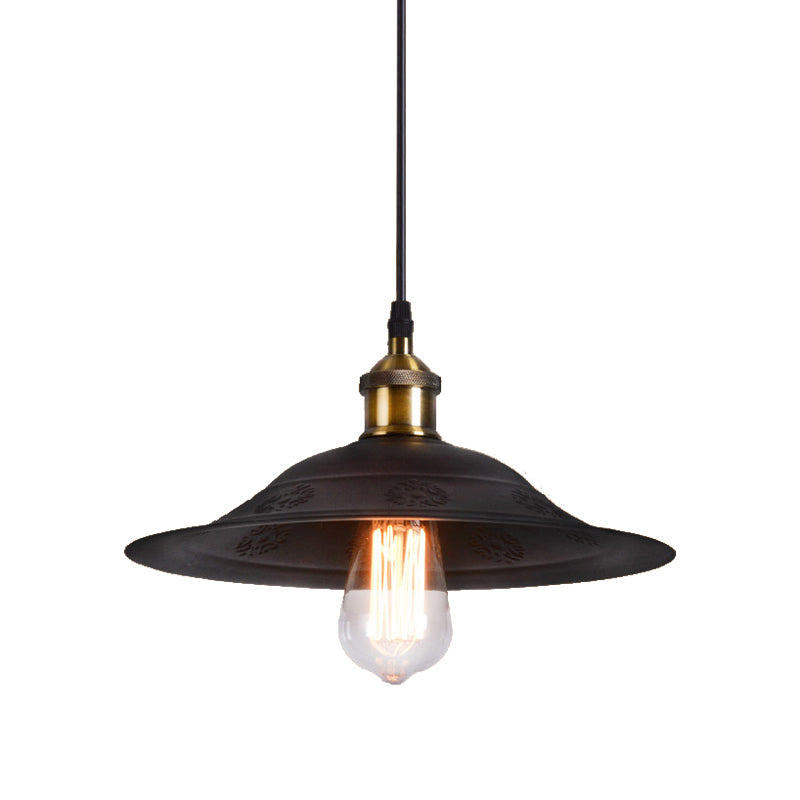 Vintage Style Black Metal Hanging Lamp - Bell Shade Pendant for Living Room