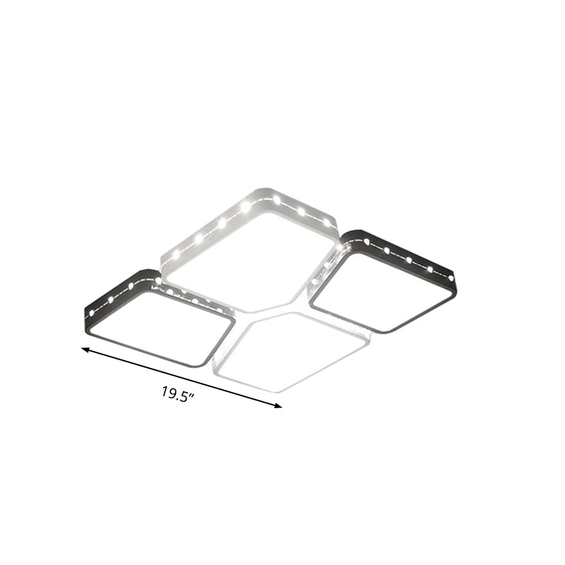 Modernist Style Acrylic Flush Mount Bedroom Lighting - 19.5"/23.5" Square LED Ceiling Light in White, Warm/White Light