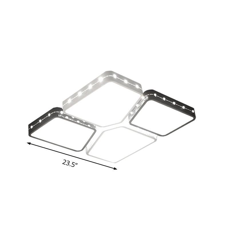 Modernist Style Acrylic Flush Mount Bedroom Lighting - 19.5"/23.5" Square LED Ceiling Light in White, Warm/White Light