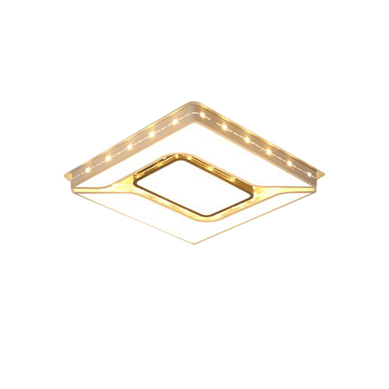 LED Bedroom Ceiling Light with Acrylic Shade - White Flush Mount in White/Warm Light (19.5"/23.5" W)