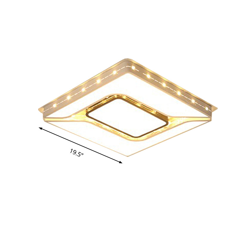 LED Bedroom Ceiling Light with Acrylic Shade - White Flush Mount in White/Warm Light (19.5"/23.5" W)