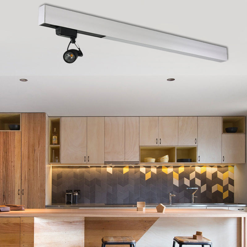 Minimalist Metal Pendant Light - White Rectangular Design 1 For Office Spot Lighting With Swivel