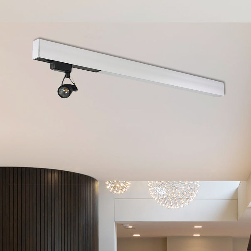 Minimalist Metal Pendant Light - White Rectangular Design 1 For Office Spot Lighting With Swivel