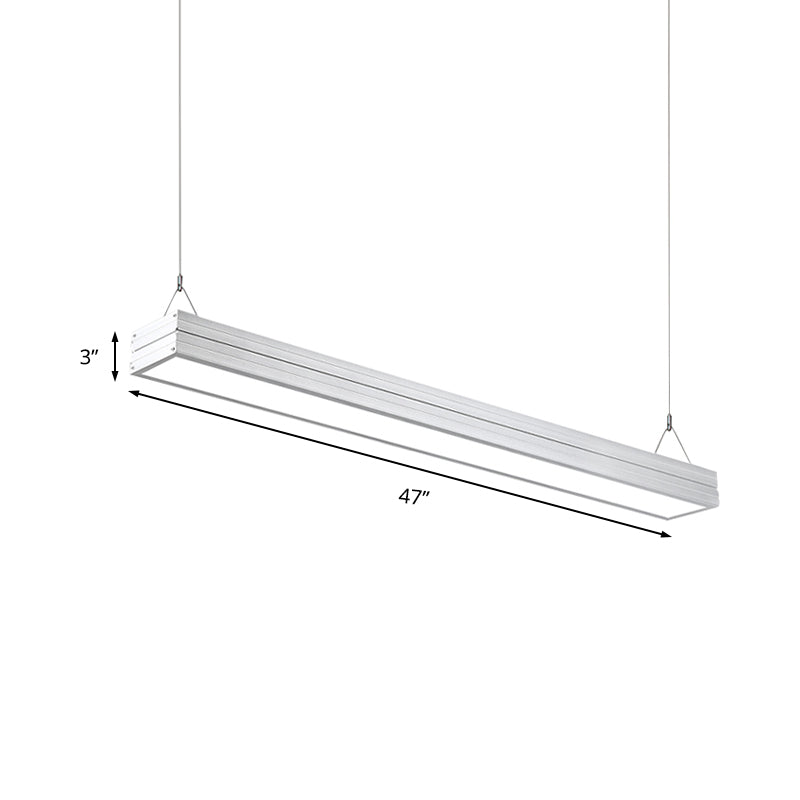 Contemporary Metal Led Pendant Ceiling Light - White/Silver/Black Ridged Case With Suspension Lamp