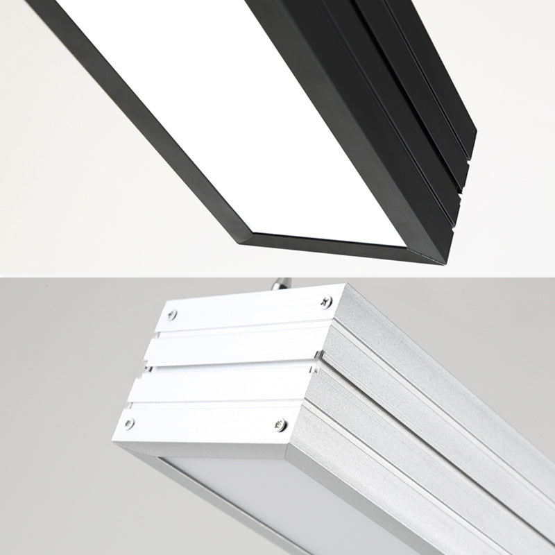 Contemporary Metal Led Pendant Ceiling Light - White/Silver/Black Ridged Case With Suspension Lamp