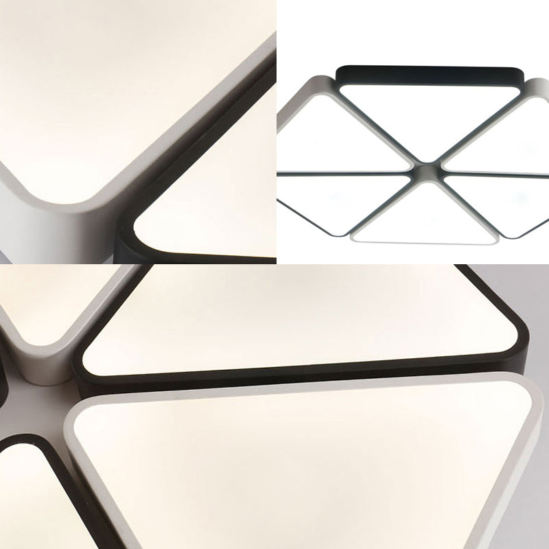 Plafonnier LED hexagonal en acrylique - Lumière chaude/blanche contemporaine pour salon, 19,5"/23,5" de large
