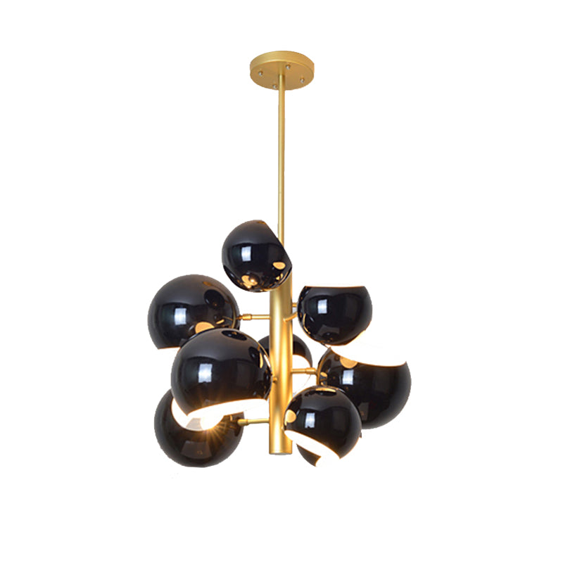 Simple Style Hanging Chandelier Light With Stacked Metal Shades - 10/13 Lights Black/White Ideal For