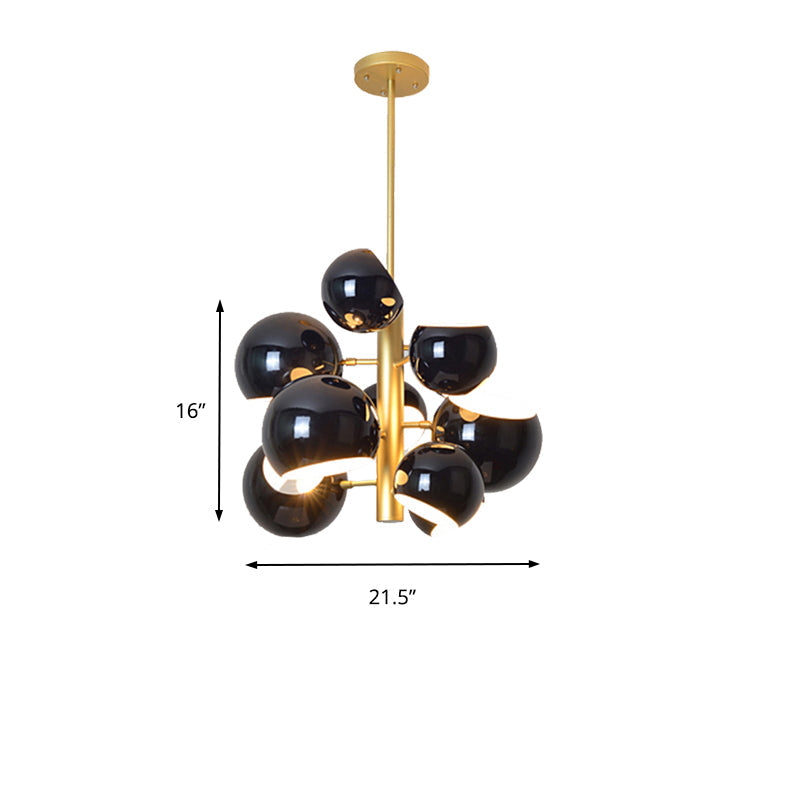 Simple Style Hanging Chandelier Light With Stacked Metal Shades - 10/13 Lights Black/White Ideal For