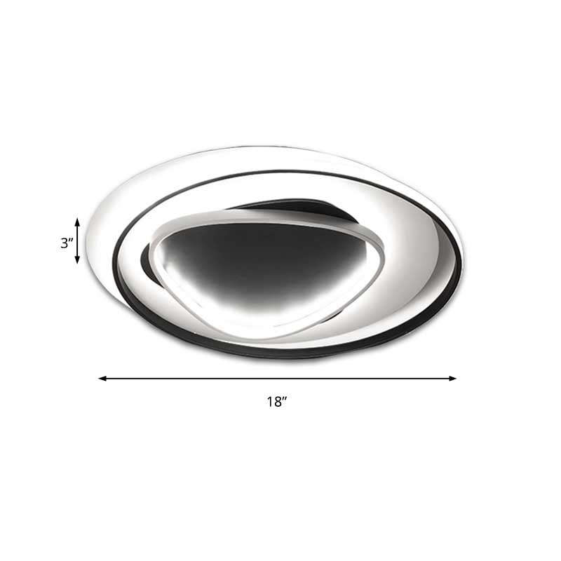 18"/23.5" Wide Acrylic Circle Flushmount LED Ceiling Light - Modern Black Design in Warm/White Light