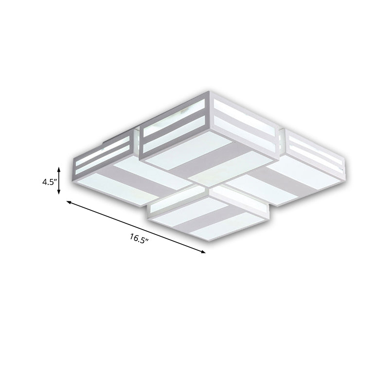 Modern LED Ceiling Lamp with Stripe Pattern in Warm/White Acrylic - Perfect for Bedroom, Black/White Ceiling Mount
