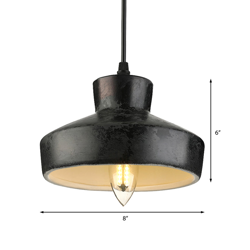 Ensemble de luminaires suspendus en métal de style antique - Carré/trapèze, 4 lumières - Cordon réglable, noir vieilli - Idéal pour les restaurants