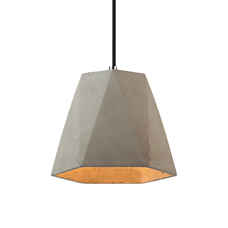 Contemporary Rectangle/Hexagon Pendant Light in Grey with Adjustable Cord, Concrete Ceiling Fixture | 1 Light