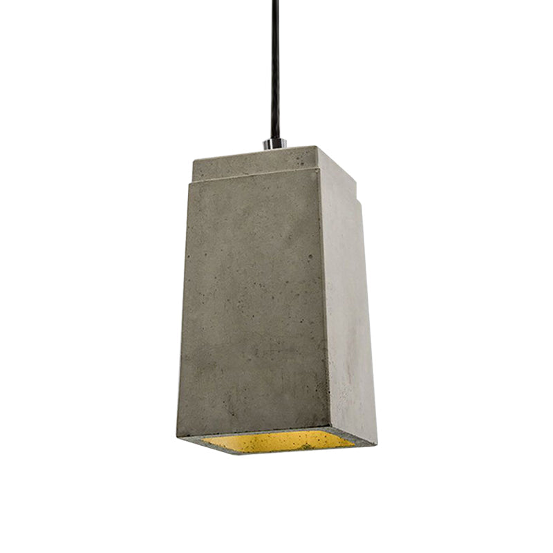 Contemporary Rectangle/Hexagon Pendant Light in Grey with Adjustable Cord, Concrete Ceiling Fixture | 1 Light