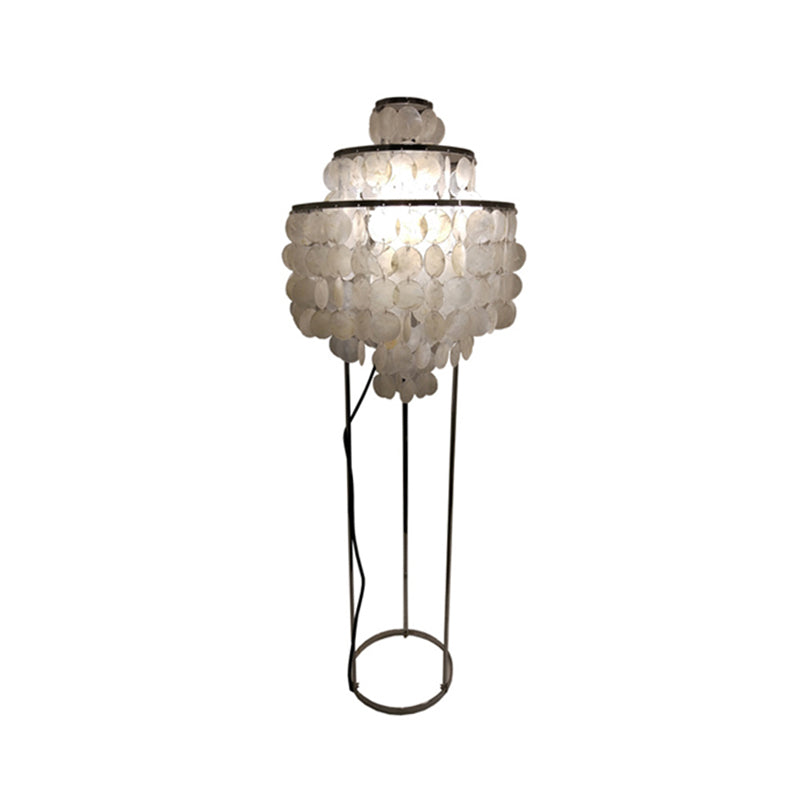 Contemporary Led Shell Floor Lamp In White With Reading Function