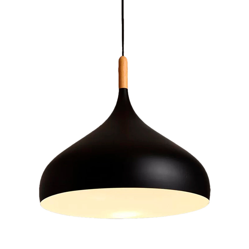 Metallic Dome Pendant Lamp - Simple Style, 1 Head, Black/White - Ideal for Dining Rooms - Available in 12.5" and 16.5" Width