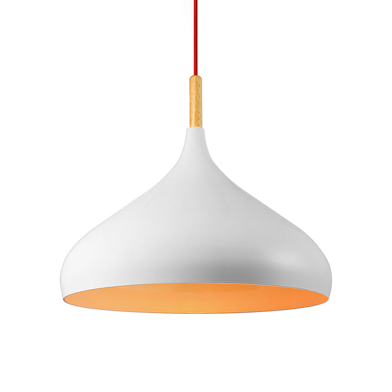 Metallic Dome Pendant Lamp - Simple Style, 1 Head, Black/White - Ideal for Dining Rooms - Available in 12.5" and 16.5" Width