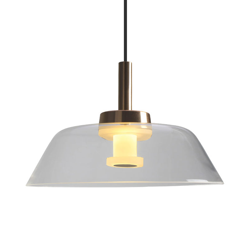 Modern Led Glass Pendant Light In Polished Chrome For Dining Room