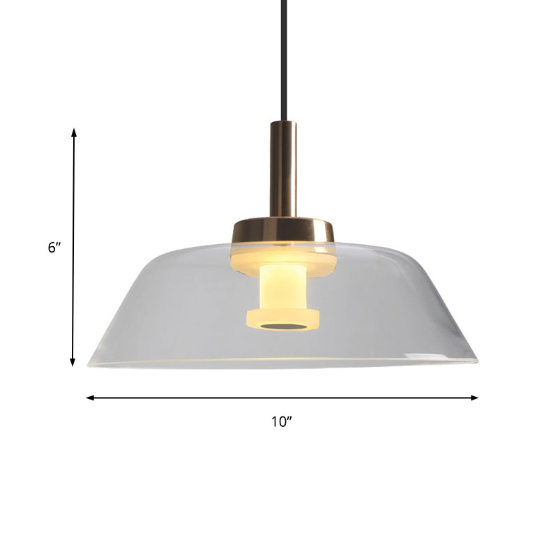Modern LED Clear Glass Bowl Pendant Light in Polished Chrome - Ideal for Dining Room Ceiling
