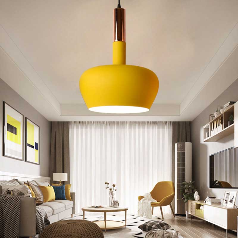 Modern Hanging Wine Glass Pendant Light - 1 Light Blue/Pink/Yellow Suspension