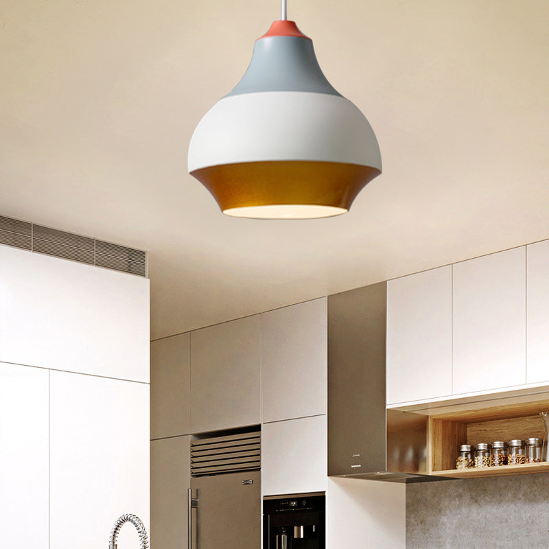 Modern Metal Urn Pendant Light - 1 Light Grey/White/Green - Ideal for Bedroom