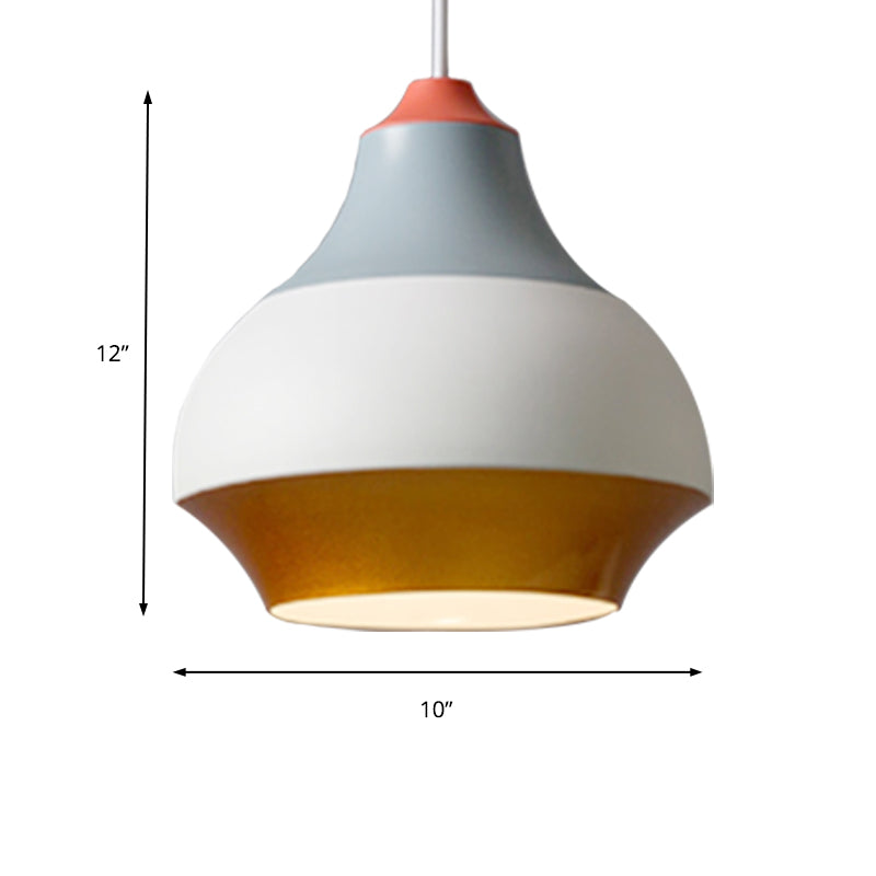 Modern Metal Pendant Light For Bedroom - Urn Hanging Design In Grey/White/Green