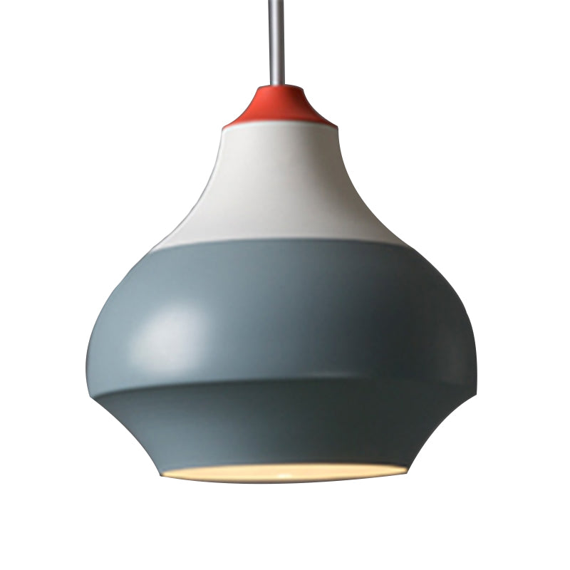 Modern Metal Pendant Light For Bedroom - Urn Hanging Design In Grey/White/Green
