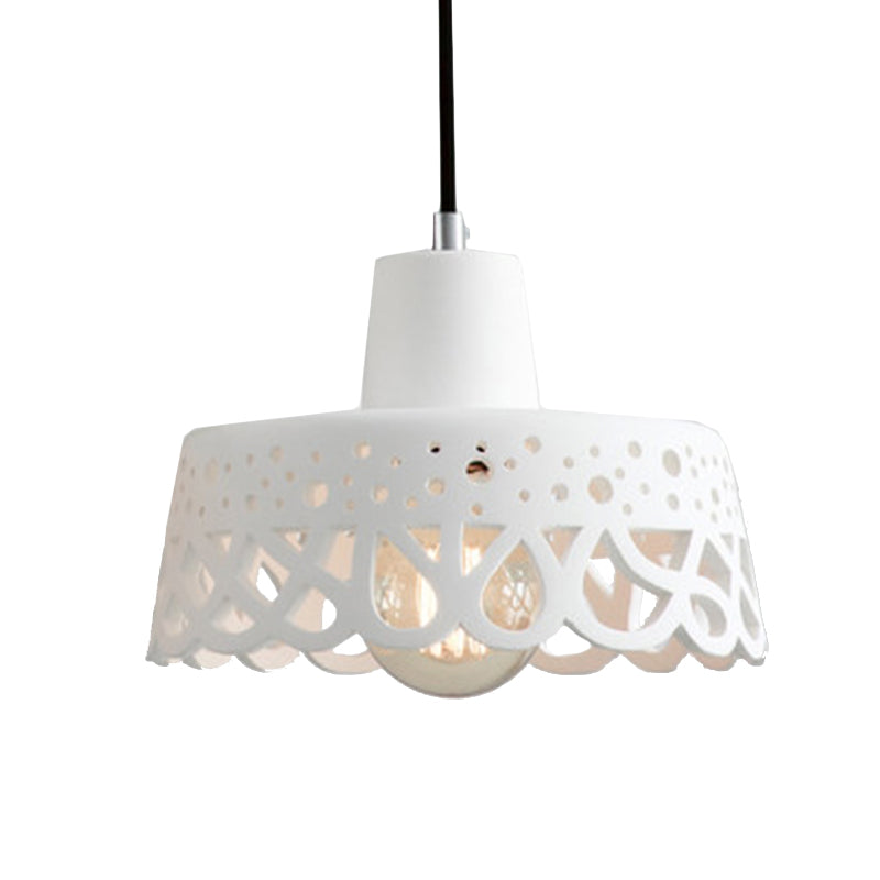 Nordic Style Etched Pendant Lighting: Concrete 1-Light Grey/White/Yellow with Geometric/Bell/Flared Shade