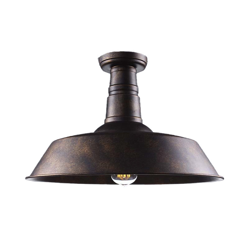 Vintage Iron Barn Dining Room Ceiling Light Fixture - 1 Light, Black/White Semi Flush - 10", 14", or 18" Diameter