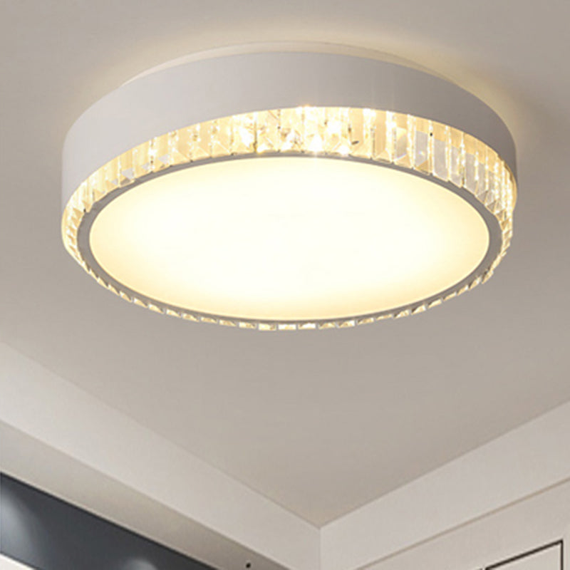 Modern 16.5"/20.5" Wide Round Flush Mount Lighting with Crystal Accent for Bedroom