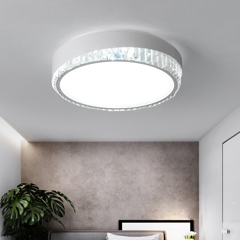 Modern 16.5"/20.5" Wide Round Flush Mount Lighting with Crystal Accent for Bedroom