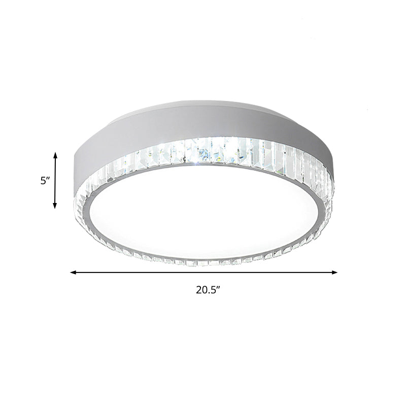 Modern 16.5"/20.5" Wide Round Flush Mount Lighting with Crystal Accent for Bedroom