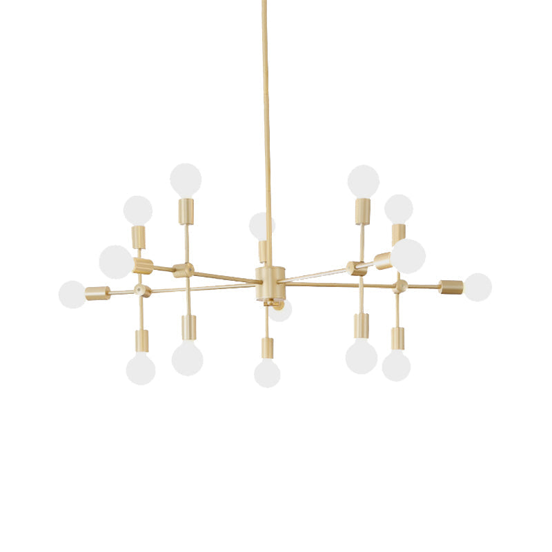 Lustre industriel en métal : design ouvert, 9/12 lumières, suspension noire/laiton pour salle à manger