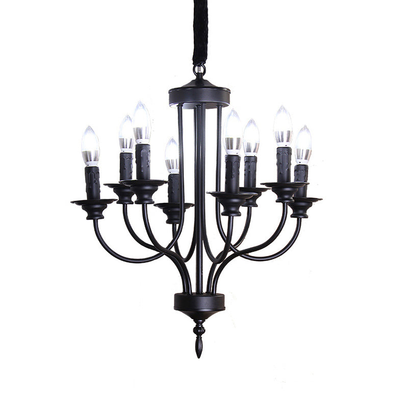Lustre noir rustique Lodge - Design métallique à plusieurs lumières avec ampoules apparentes - Lampe suspendue d'intérieur