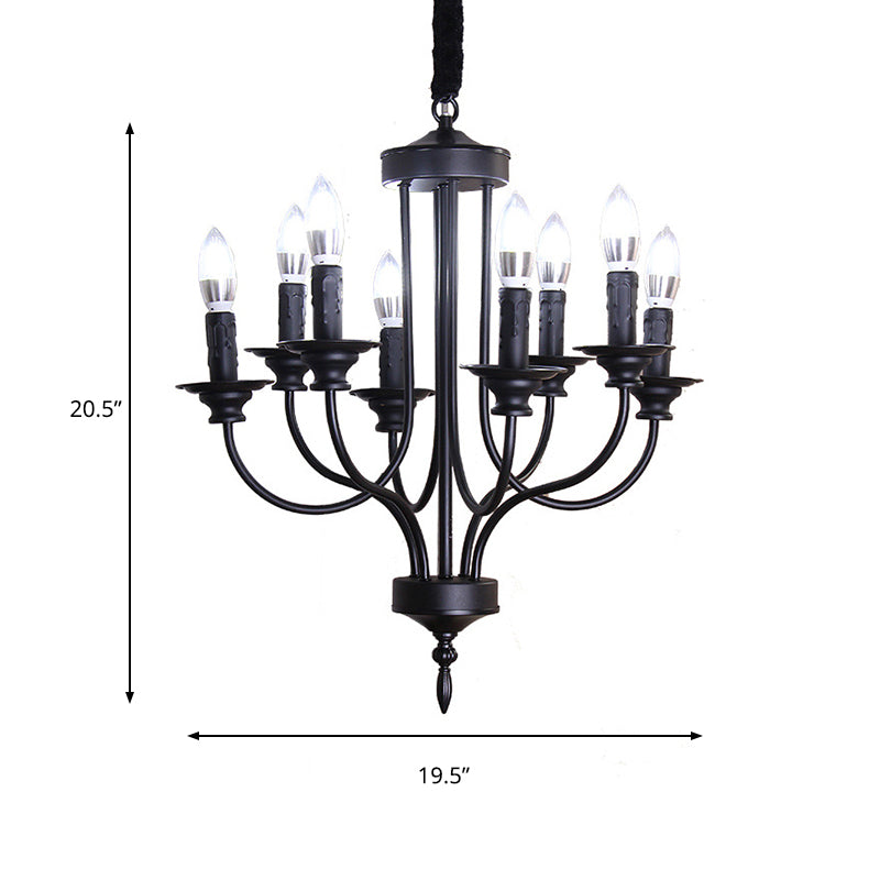 Lustre noir rustique Lodge - Design métallique à plusieurs lumières avec ampoules apparentes - Lampe suspendue d'intérieur