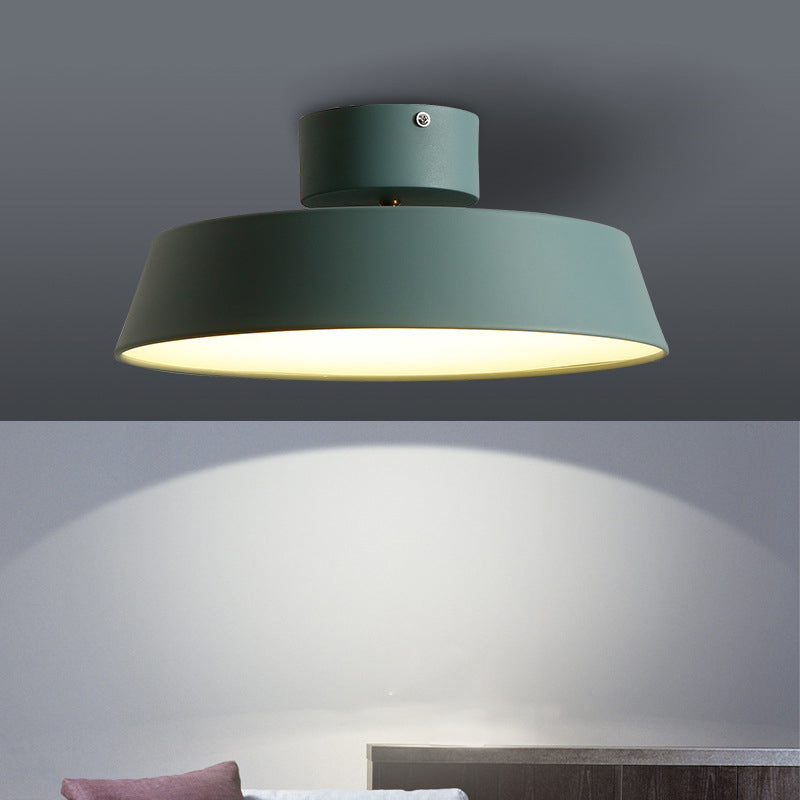 Modern Barn Semi Mount Lighting: Rotatable Ceiling Light Fixture with White/Green Acrylic Diffuser