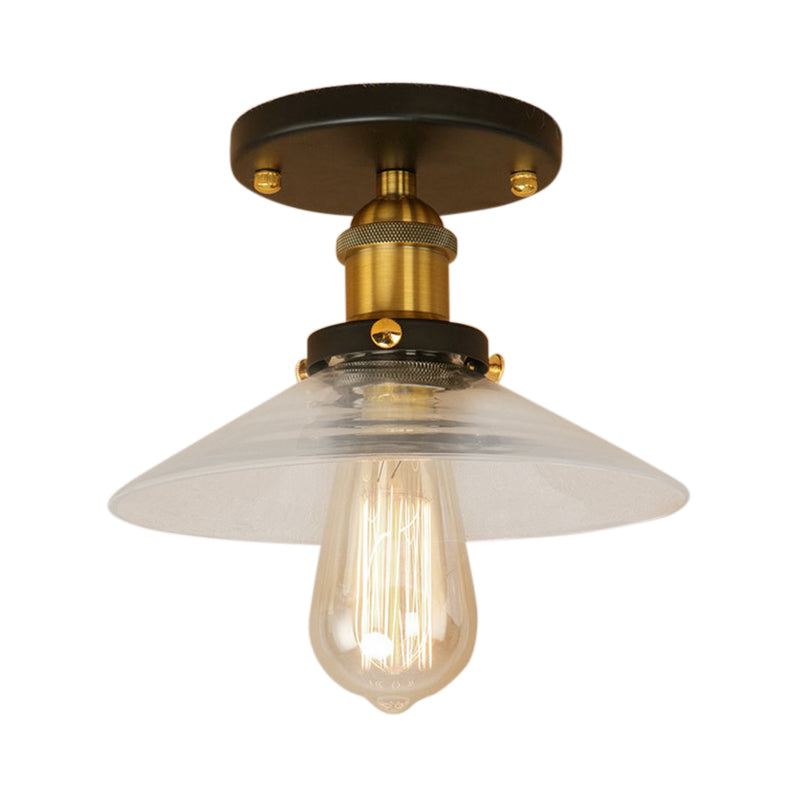 Luminaire de cuisine semi-encastré en verre dépoli - 1 ampoule en noir/laiton/cuivre