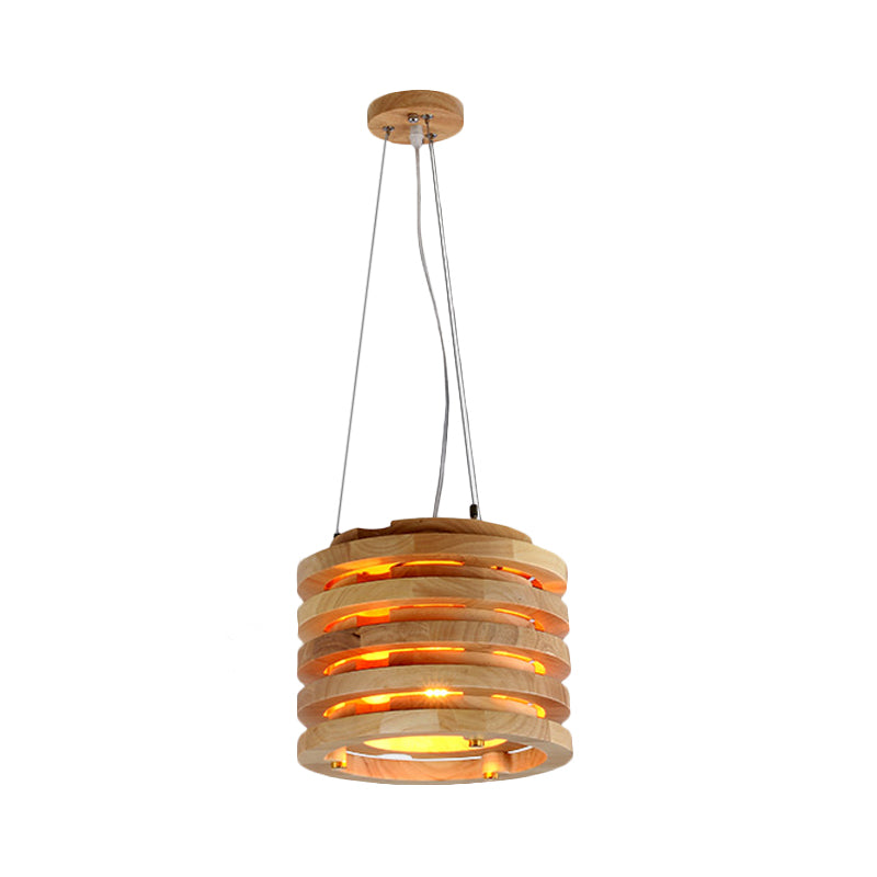 Suspension moderne en bois naturel de 10"/16" de large pour salon