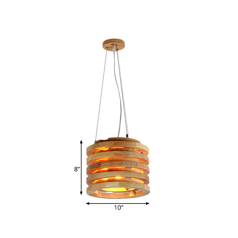 Suspension moderne en bois naturel de 10"/16" de large pour salon