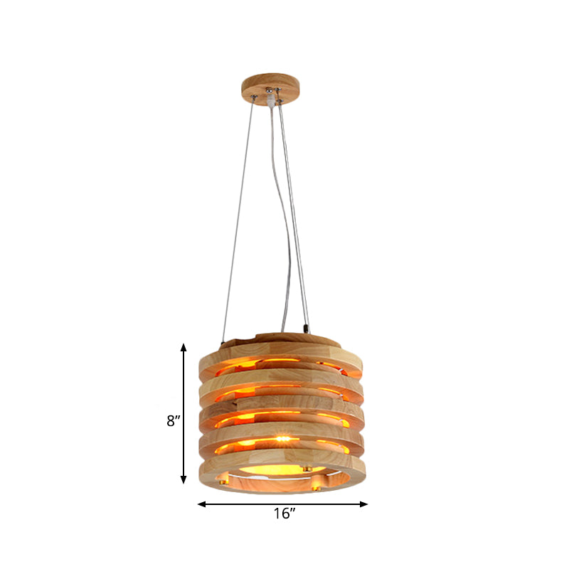 Suspension moderne en bois naturel de 10"/16" de large pour salon
