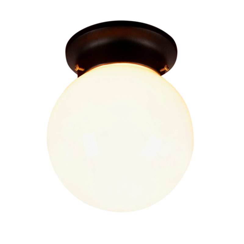 Industrial Black/Clear Glass Flush Mount Lighting Fixture, 6"/6.5" Wide