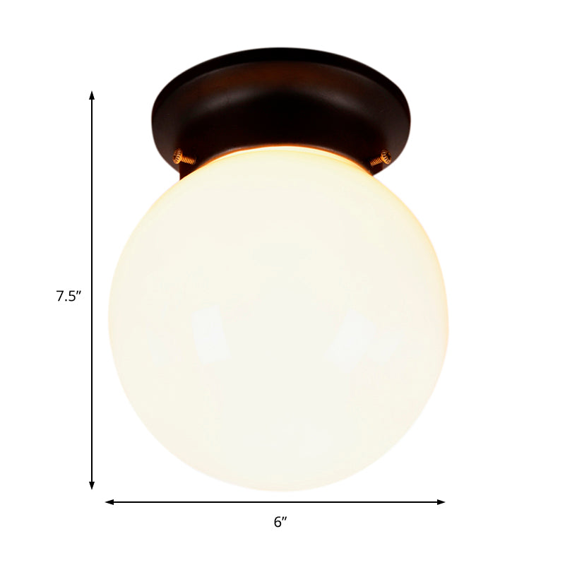 Industrial Black/Clear Glass Flush Mount Lighting Fixture, 6"/6.5" Wide