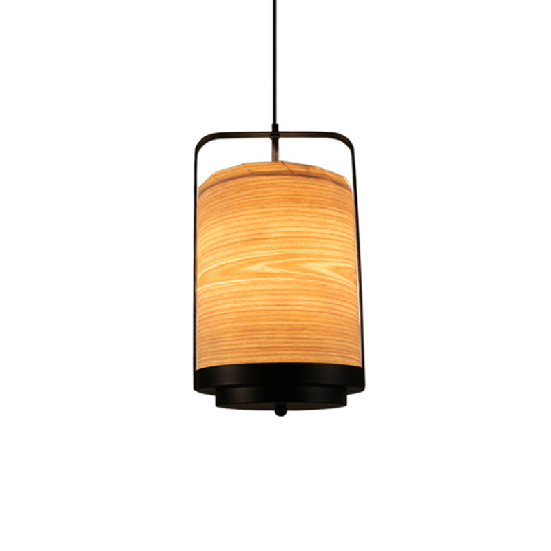 Modern Cylindrical Pendant Lamp 1 Light - Fabric, White/Red/Green - Dining Room Hanging Fixture