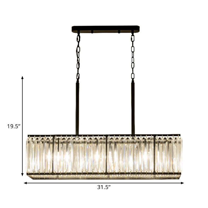 Clear Crystal Island Pendant Light With 5 Bulbs For Modern Dining Rooms