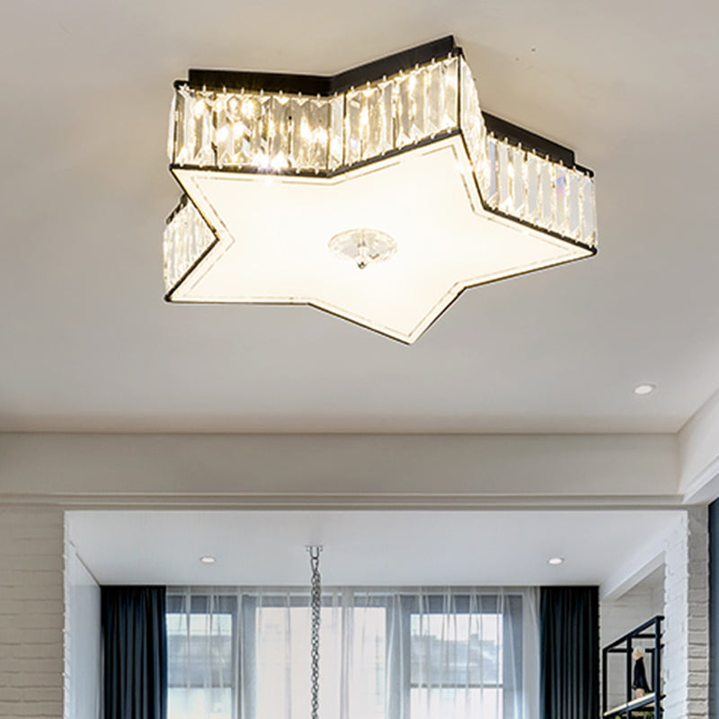 Crystal Clear Led Star Flush Mount Ceiling Light For Modern Living Room - 16/19.5 Width / 16