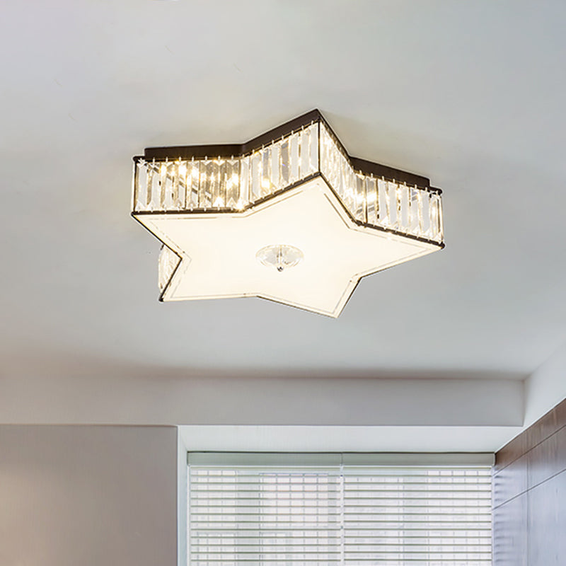 Crystal Clear LED Star Flush Mount Ceiling Light for Modern Living Room - 16"/19.5" Width